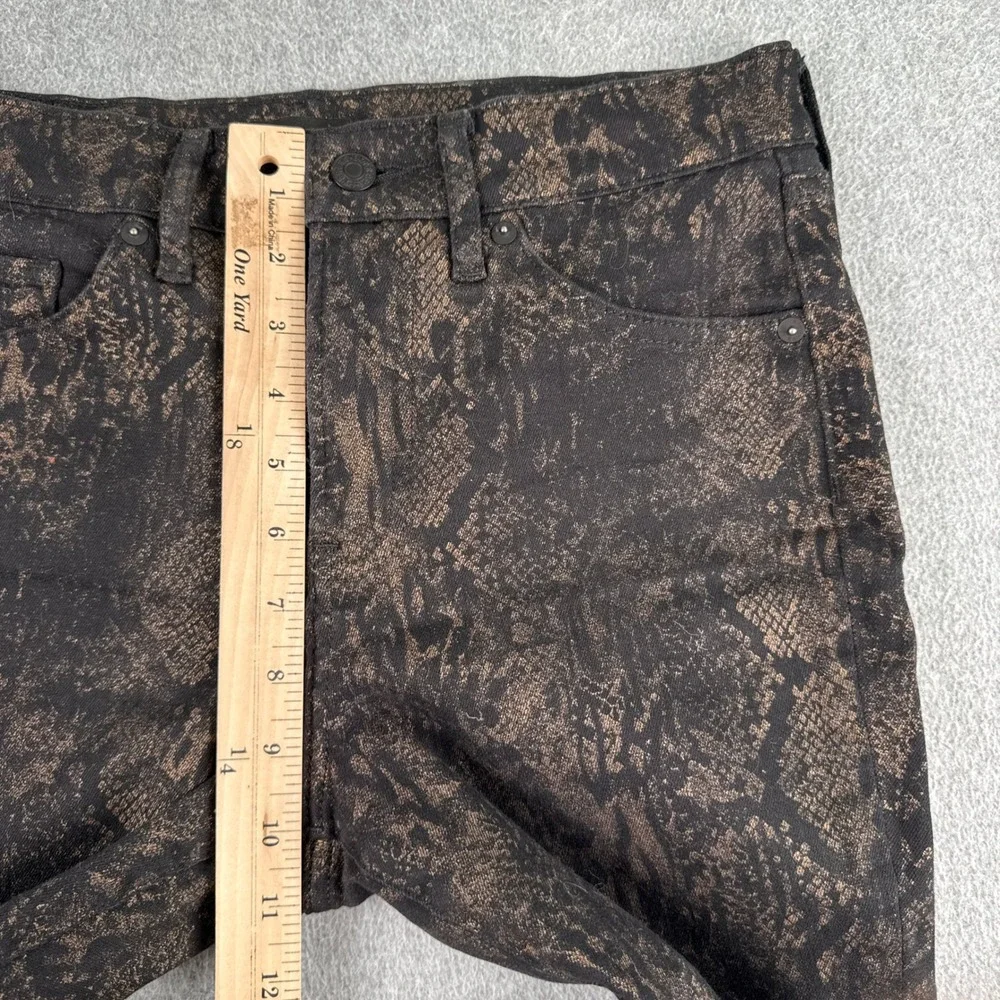 Express Skinny Pants Womens 2S Mid Rise Black Bronze Snakeskin Print